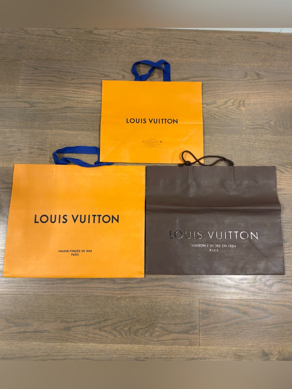Set of 3 Louis Vuitton Orange and Brown Shopping Bags - Orange, Brown